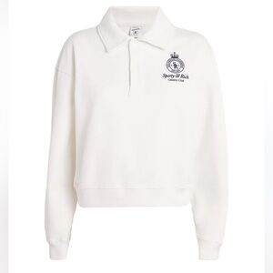 Sporty & Rich Crown Country Embroidered Cropped Polo Sweater Sweatshirt in White